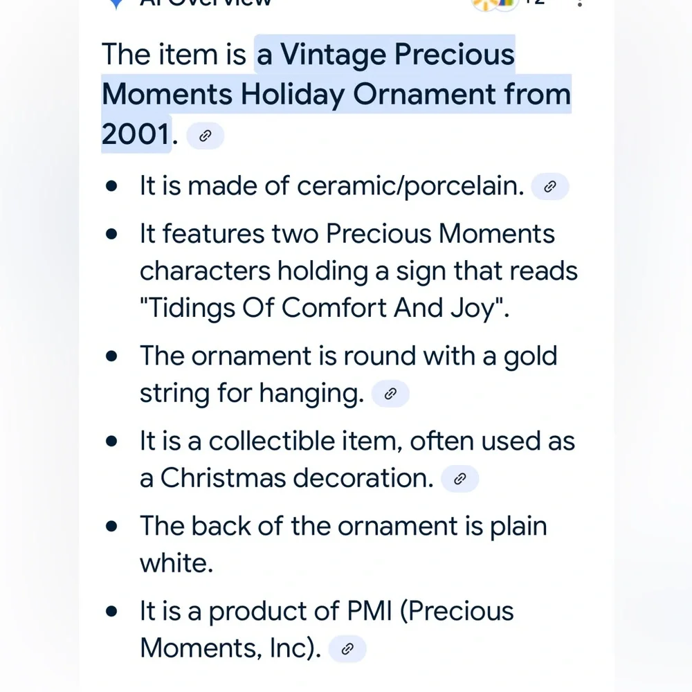 Vintage Precious Moments Christmas Remembered 2 Porcelain Holiday Ornaments 2001